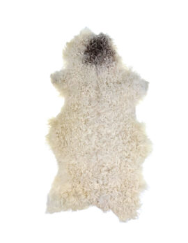 Naturligt vitt lammskinn med bruna fläckar