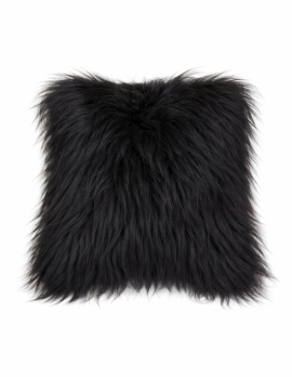 Svart Fårskinnskudde
