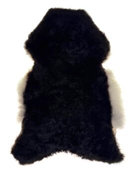 Ett eko-garvat svart korthårigt fårskinn från isländskt får.